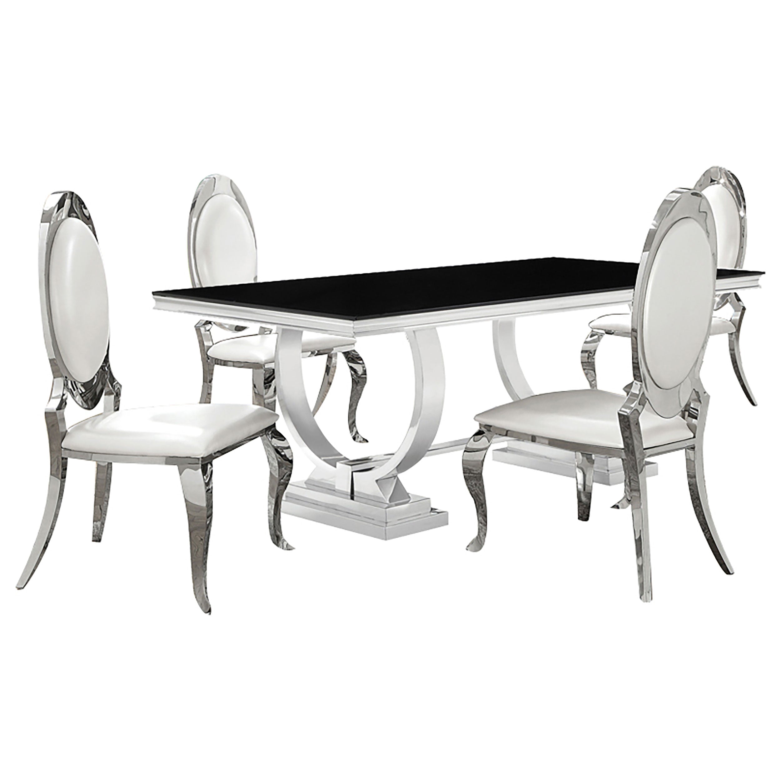 Antoine Rectangular Glass Top Dining Set Chrome