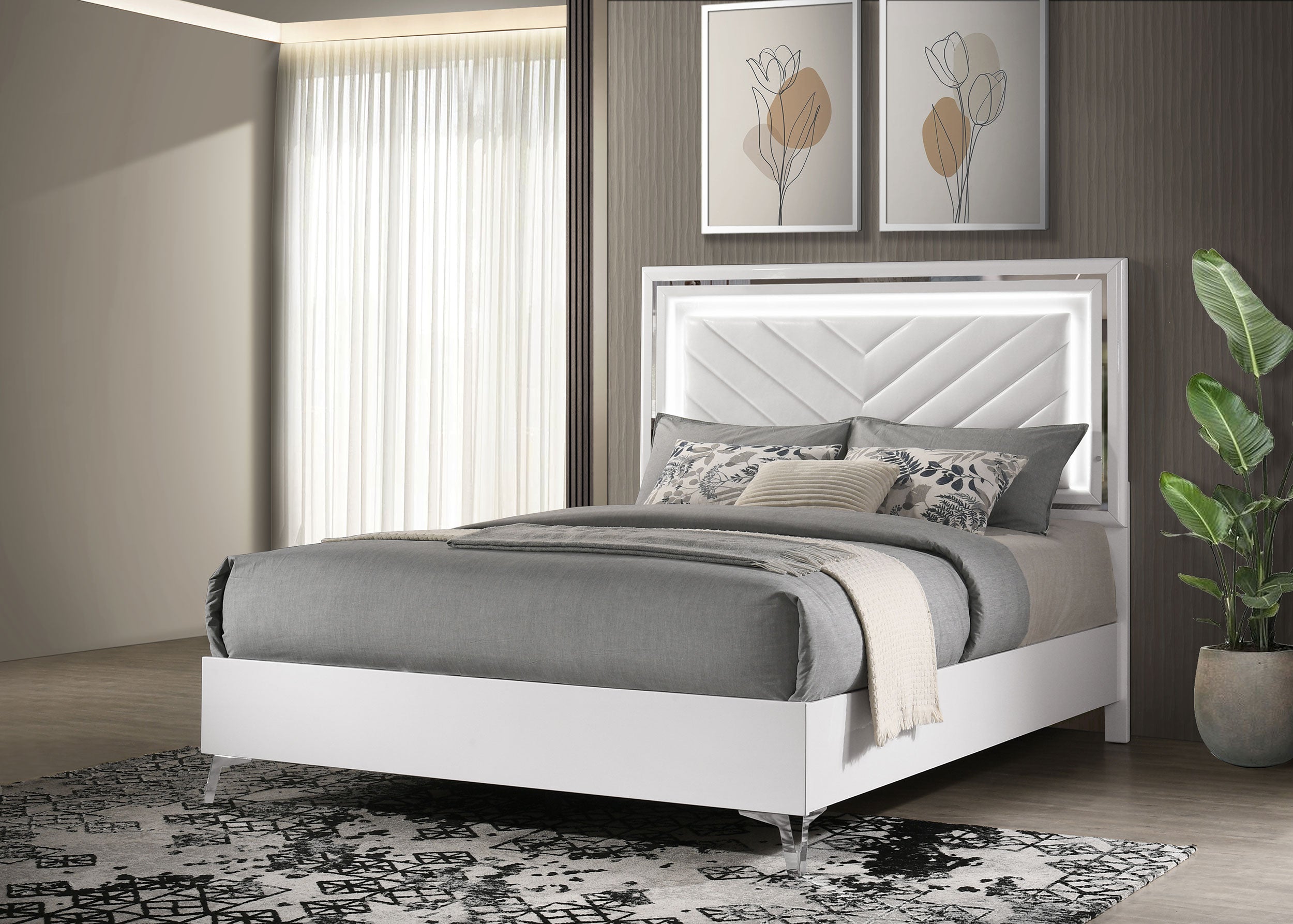 Cassia Panel Bed with LED Lighting
