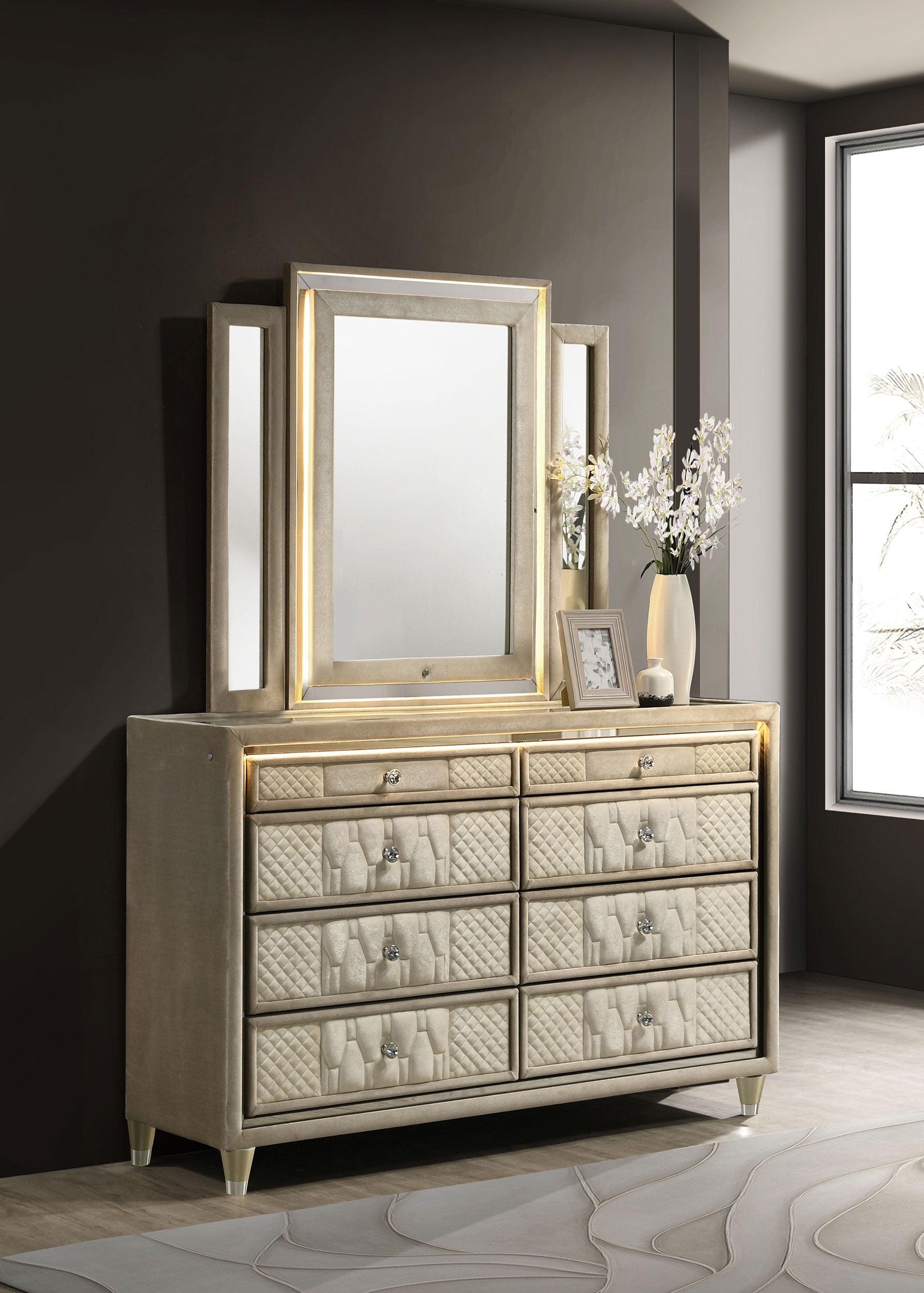 Lorient LED Dresser with LED Mirror