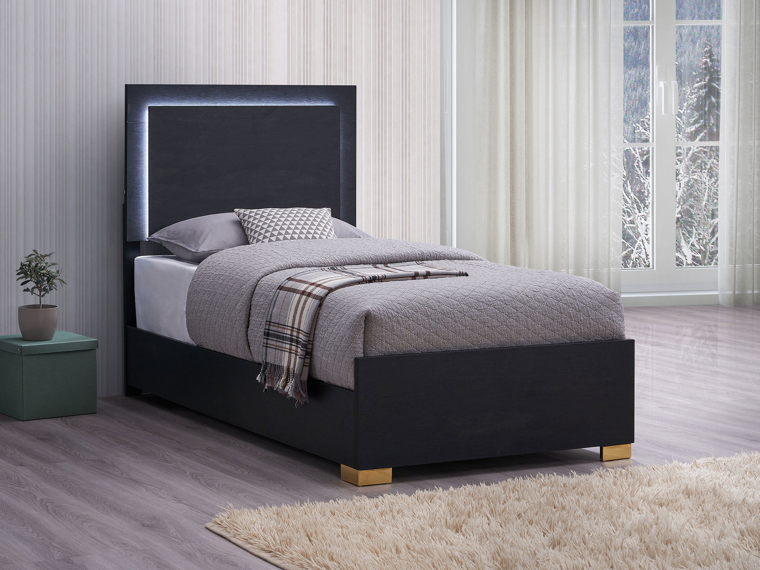 Marceline Panel Bed with LED Lighting