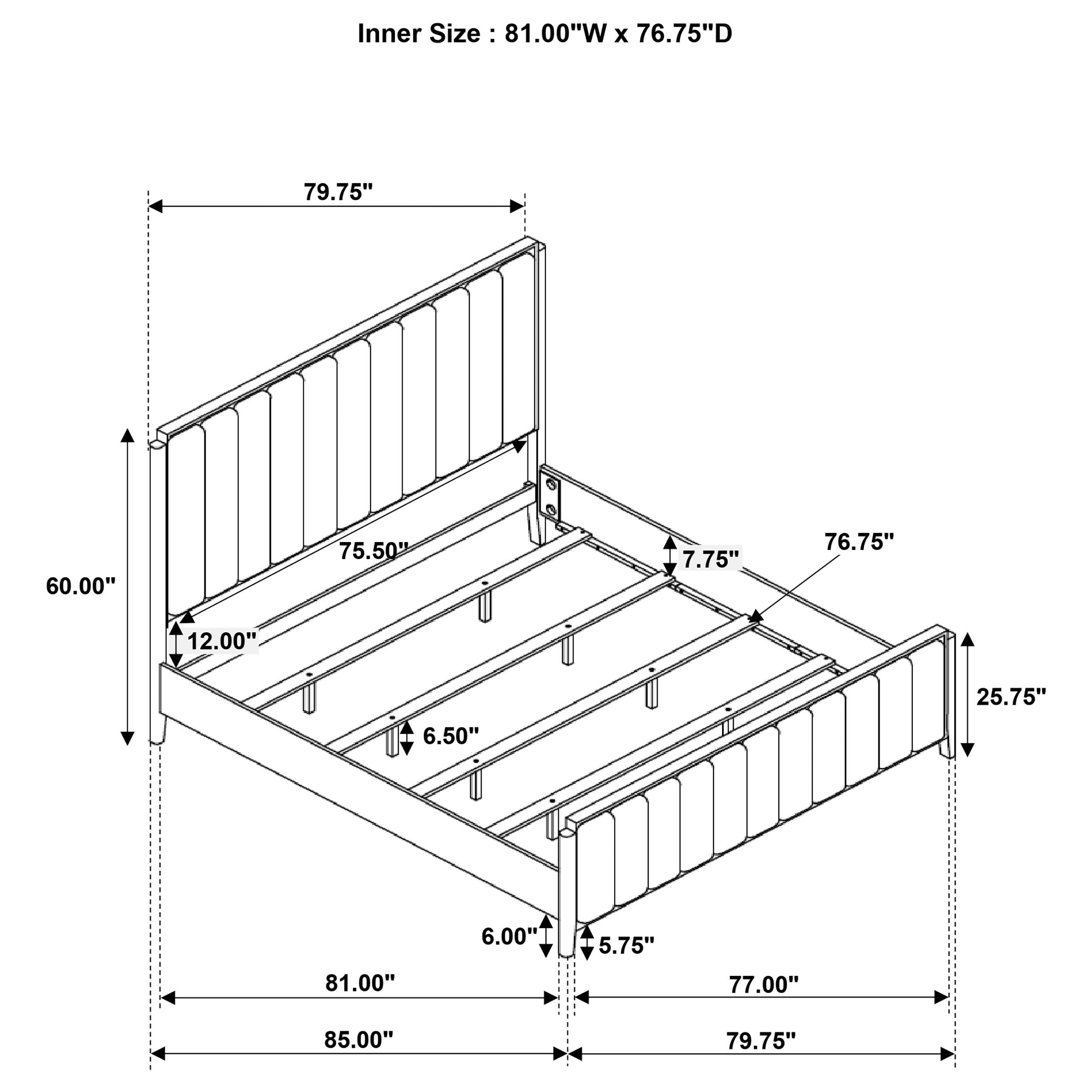 Brookmead 60-inch Upholstered Bed Black