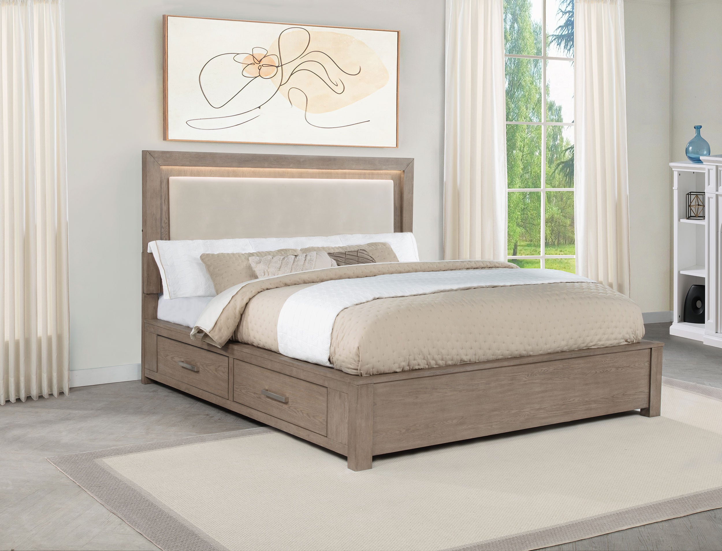 Kenora Panel Platform Storage Bed with LED Lighting