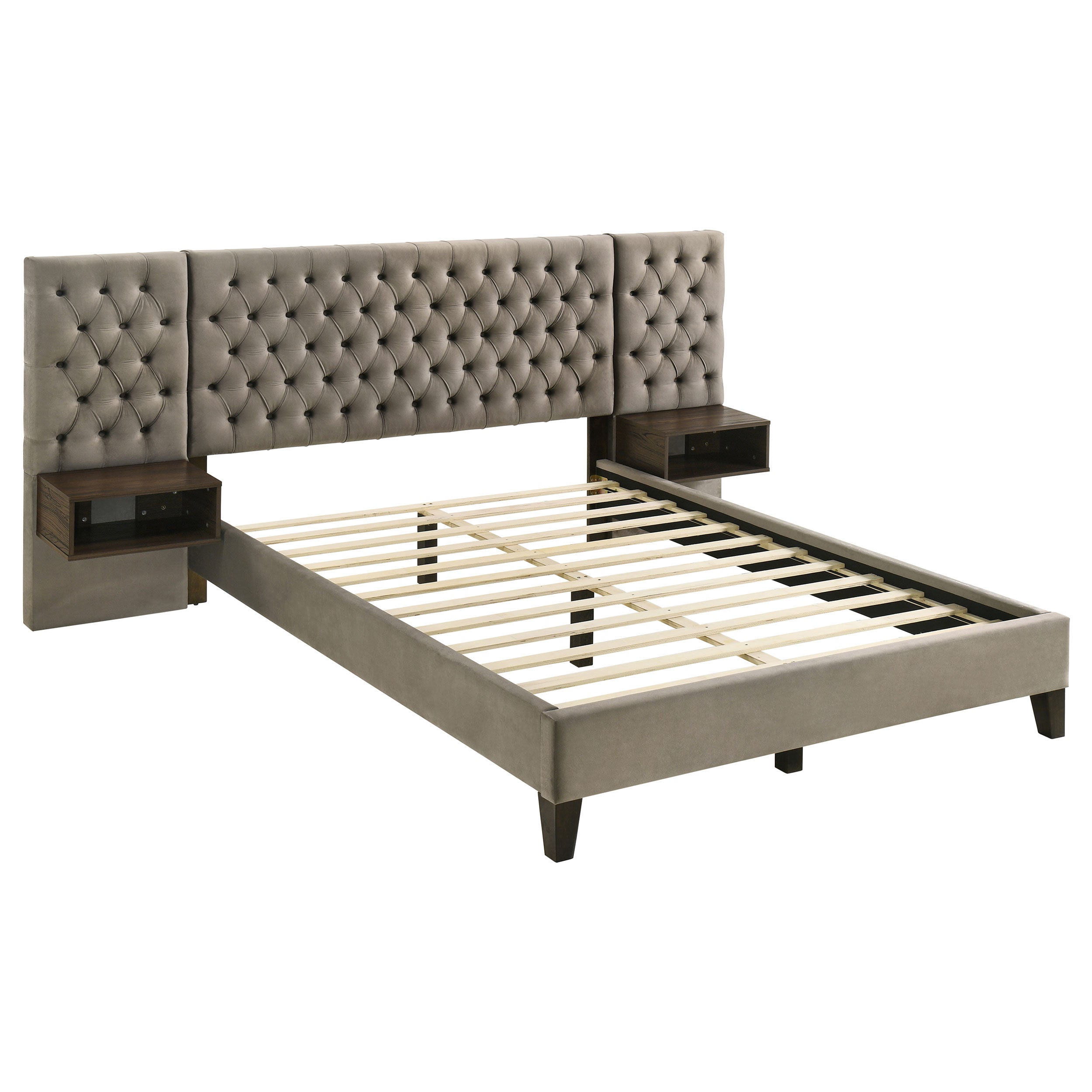 Marley Wall Panel Platform Bed with Attached Nightstands