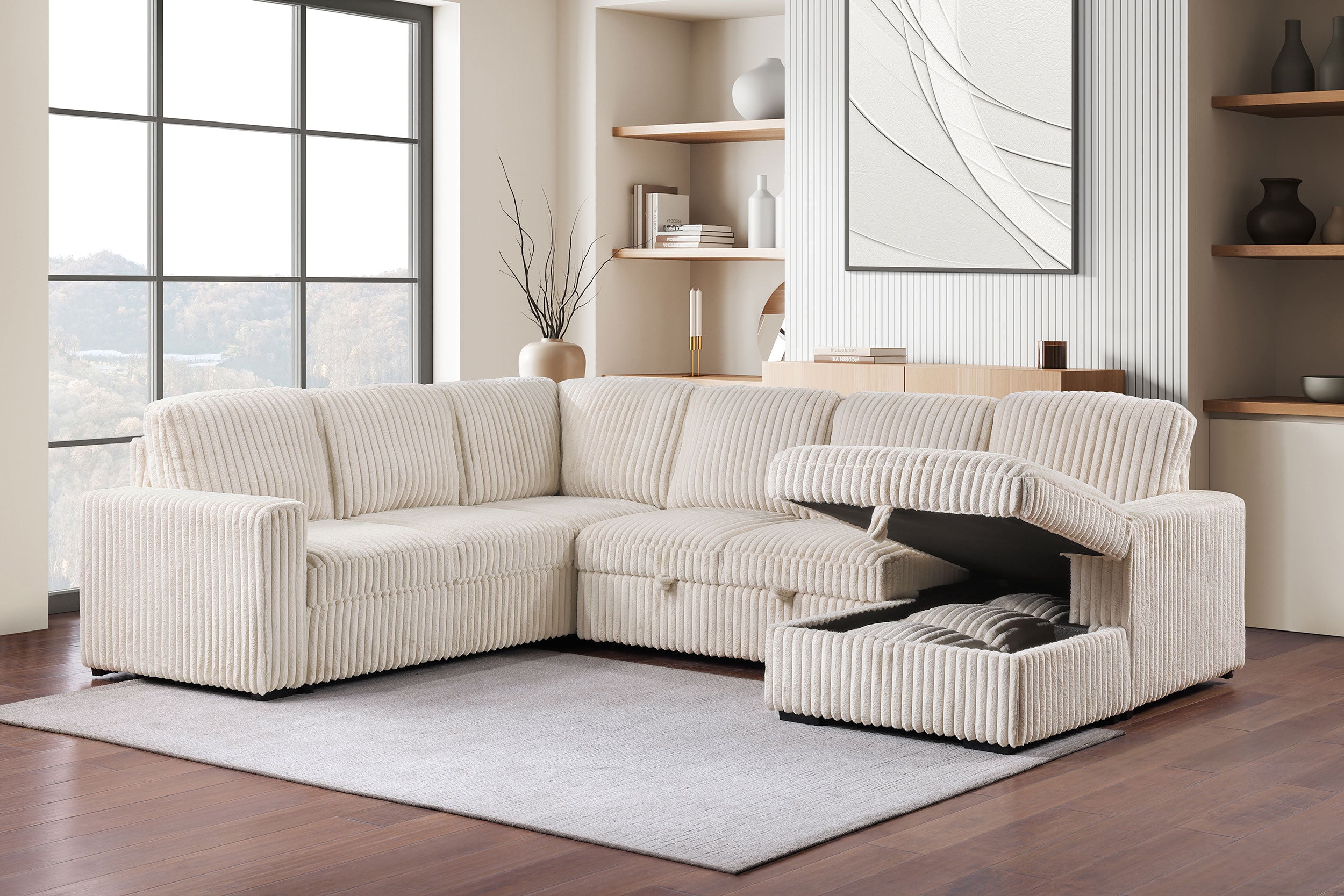 Devonshire Pull-Out Sleeper Sectional Sofa