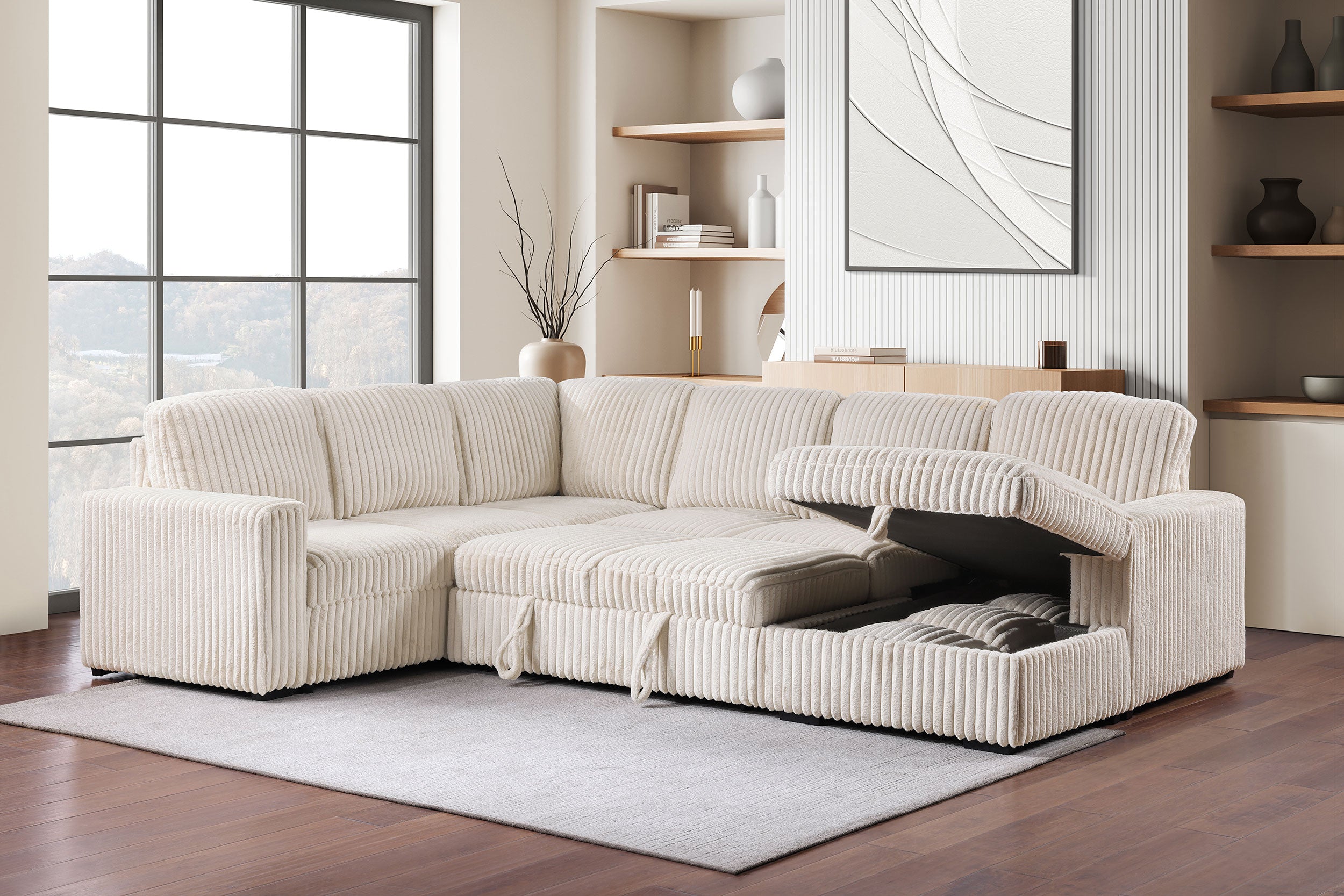 Devonshire Pull-Out Sleeper Sectional Sofa