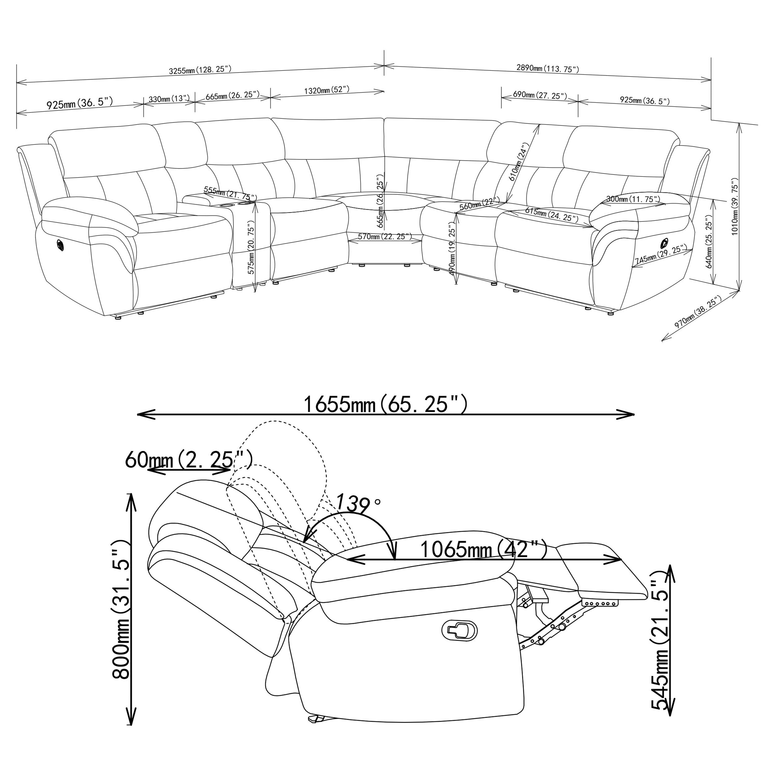 Bahrain Modular Reclining Sectional Sofa