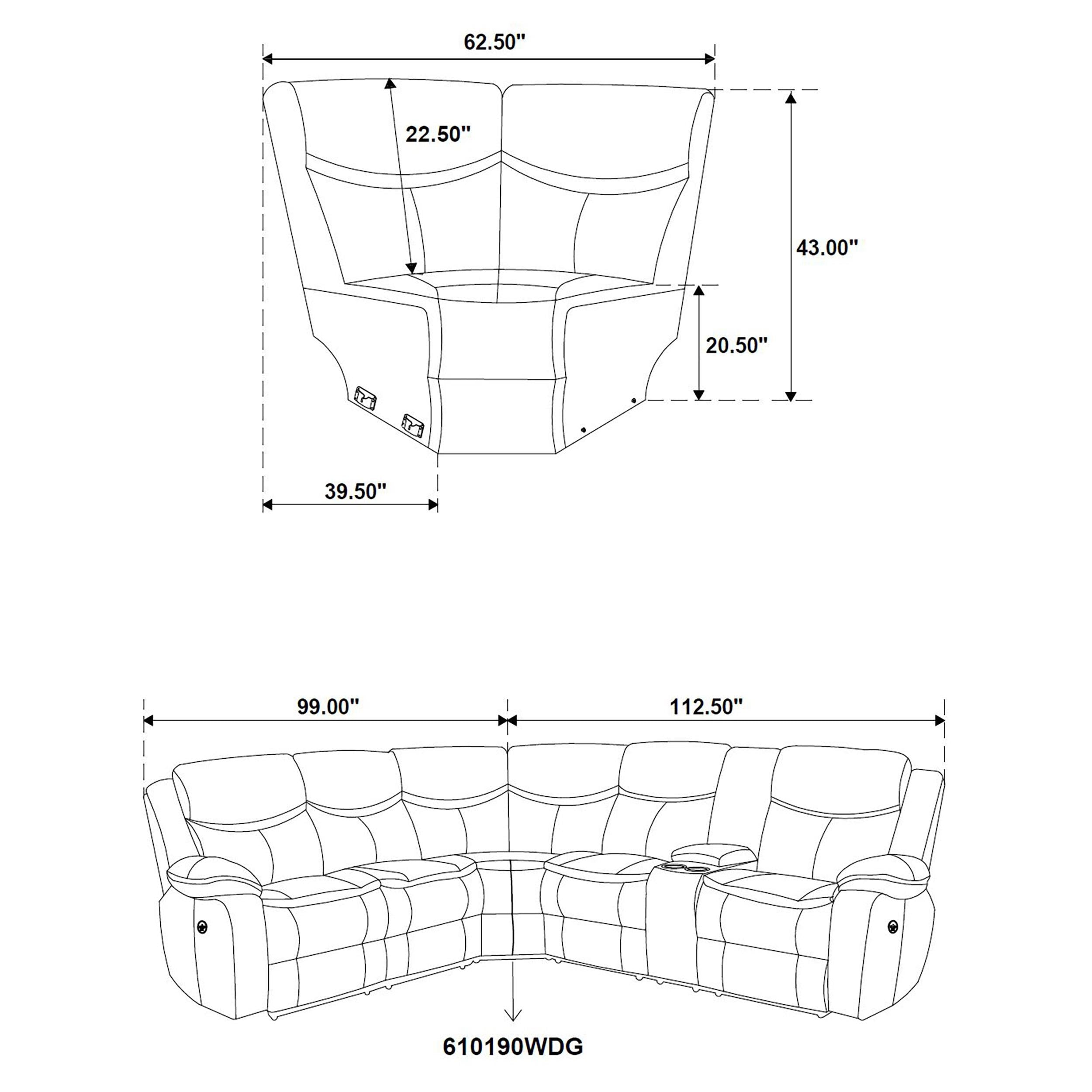 Sycamore Upholstered Power Reclining Sectional Sofa