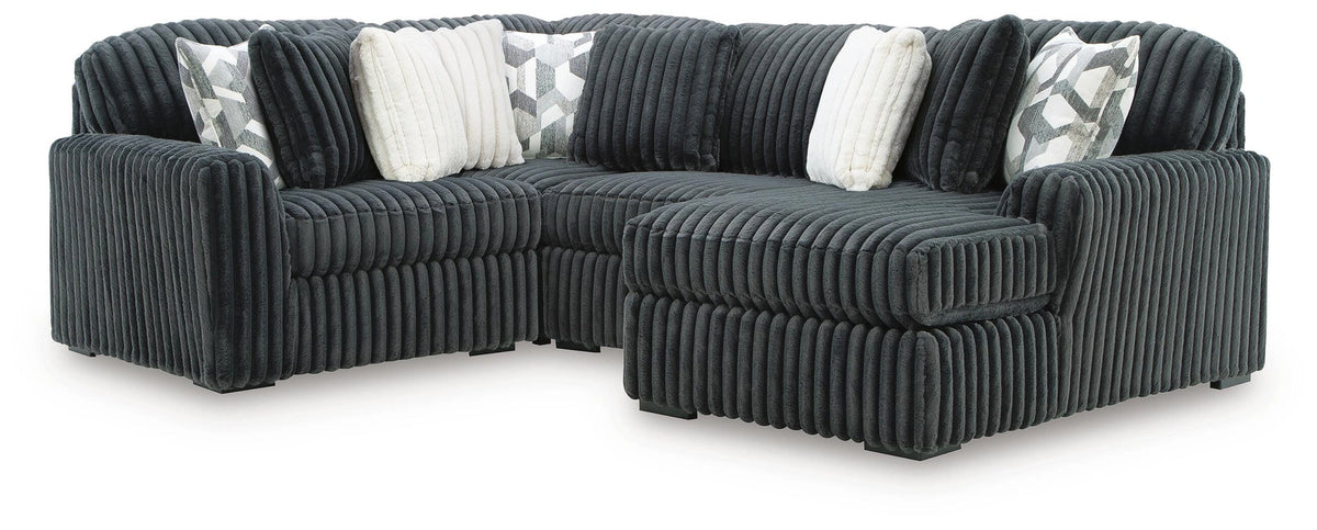 Midnight-Madness Sectional with Chaise - Gunmetal