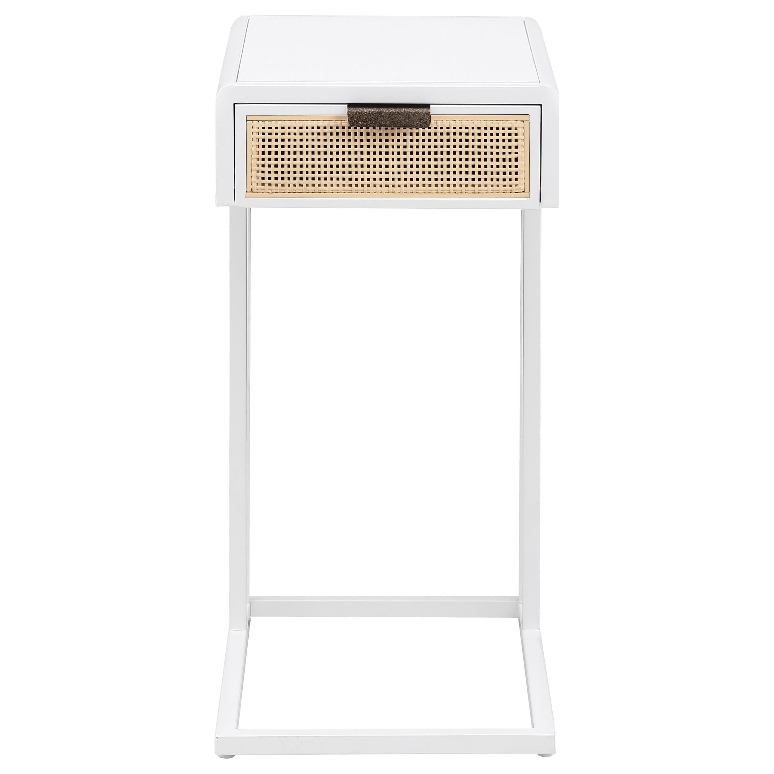 Amherst 1-drawer Radio Weave Cane Metal Side Table