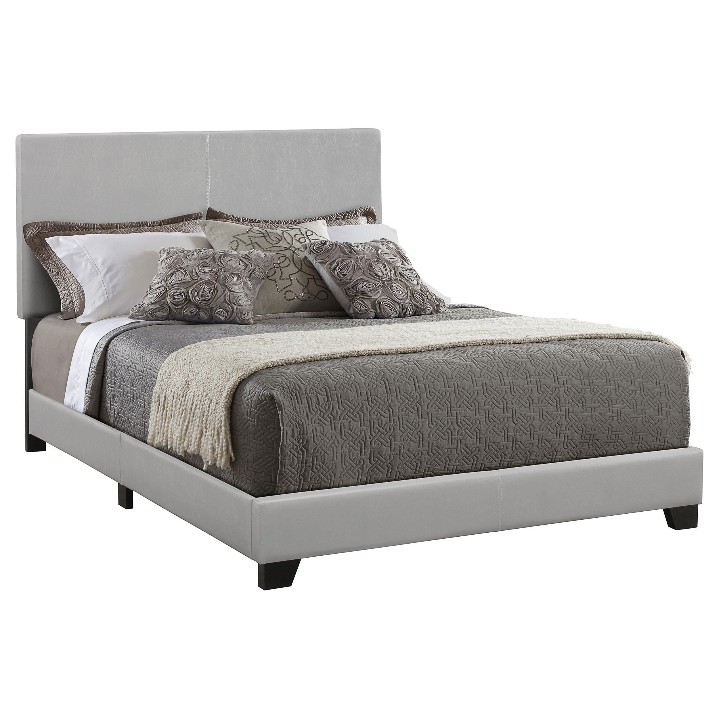 Dorian Upholstered California King, E.King, & Queen Bed Black, Brown, & Grey