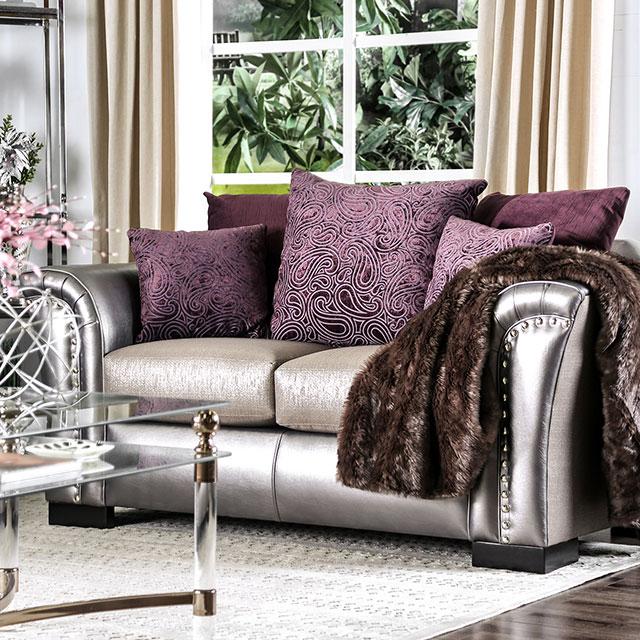 Benigno Love Seat Silver & Gray