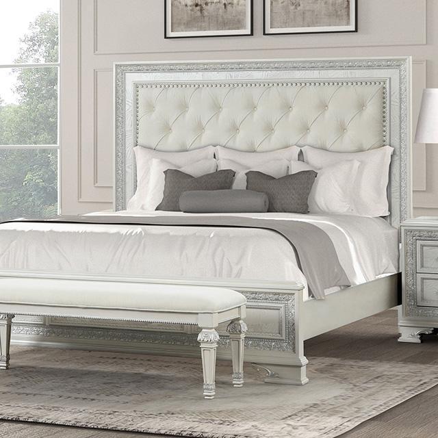 Stella Mia 4 Pc 5 Pc Queen Bedroom Set White & White