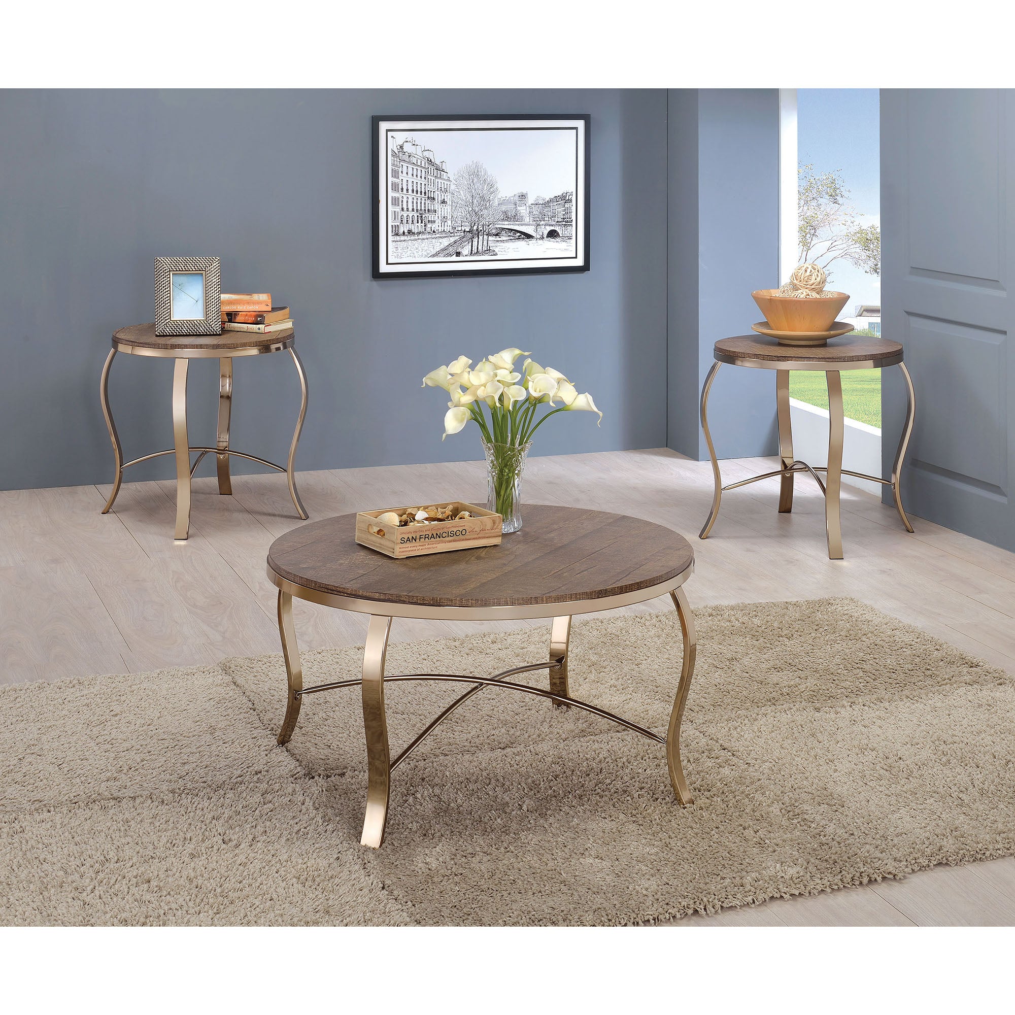 Wicklow 3 Pc. Table Set, Champagne