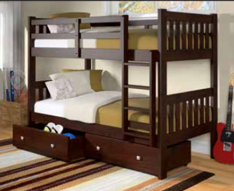 T/T Mission Bunkbed with Underbed Drawers