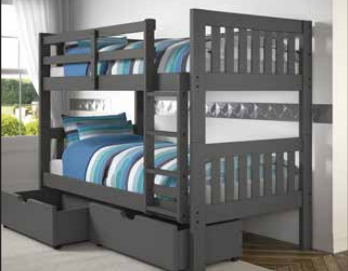 T/T Mission Bunkbed with Underbed Drawers