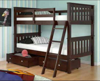 T/T Mission Bunkbed with Underbed Drawers