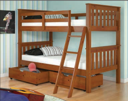 T/T Mission Bunkbed with Underbed Drawers