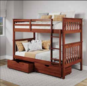 T/T Mission Bunkbed with Underbed Drawers