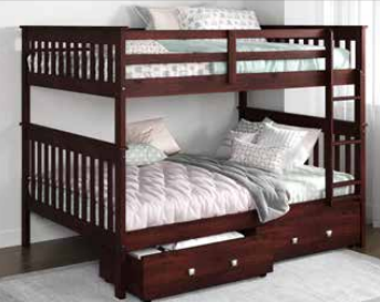 F/F Mission Bunkbed with Underbed Drawers