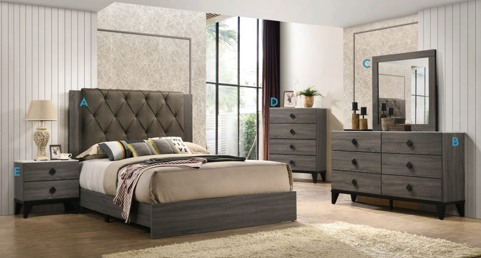 Villa Dark Grey Bedroom Set