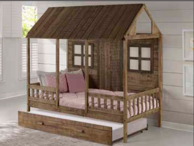 Twin Front Porch Low Loft with Trundle