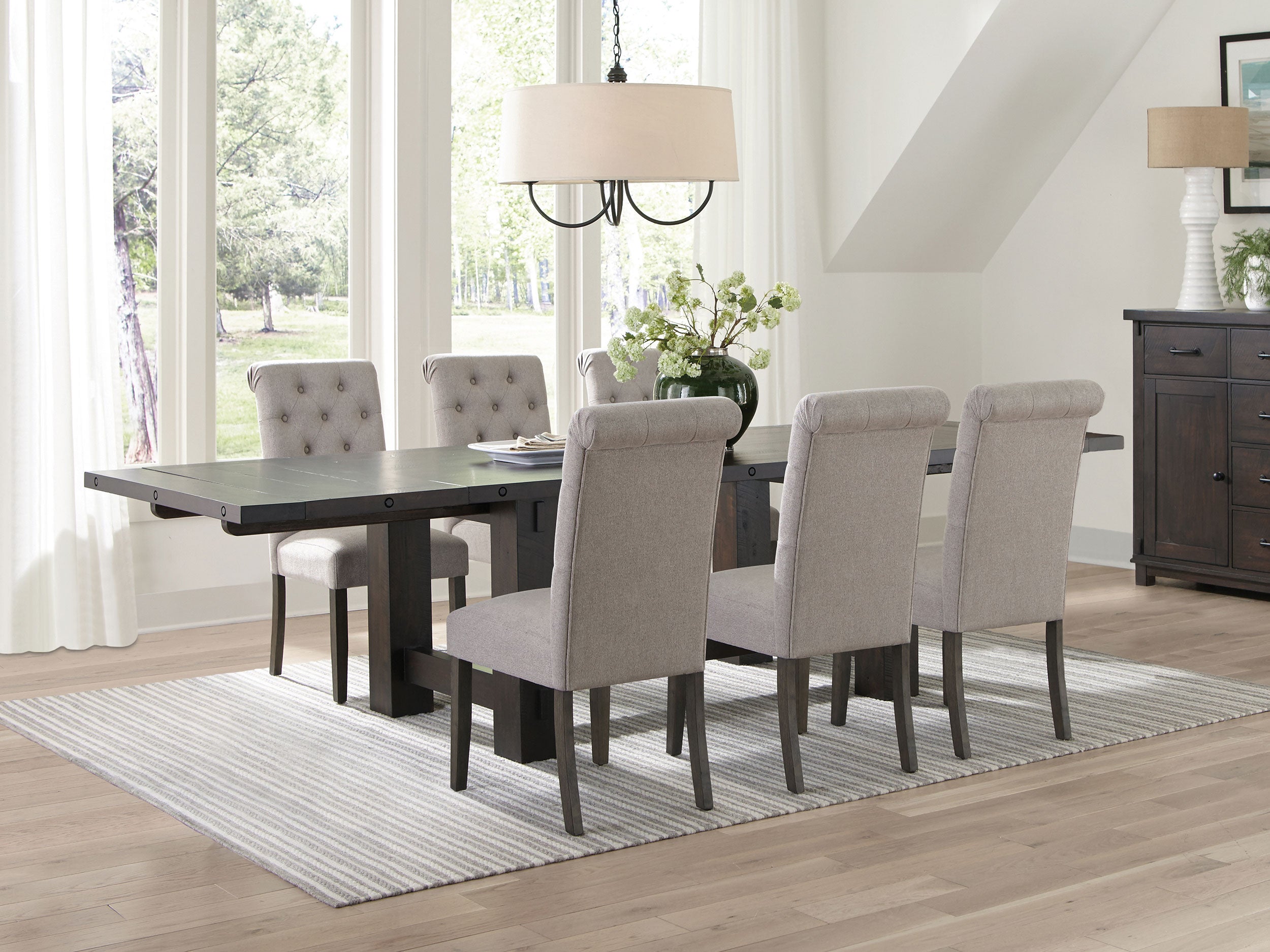 Calandra Rectangular Dining Set with Extension Leaf