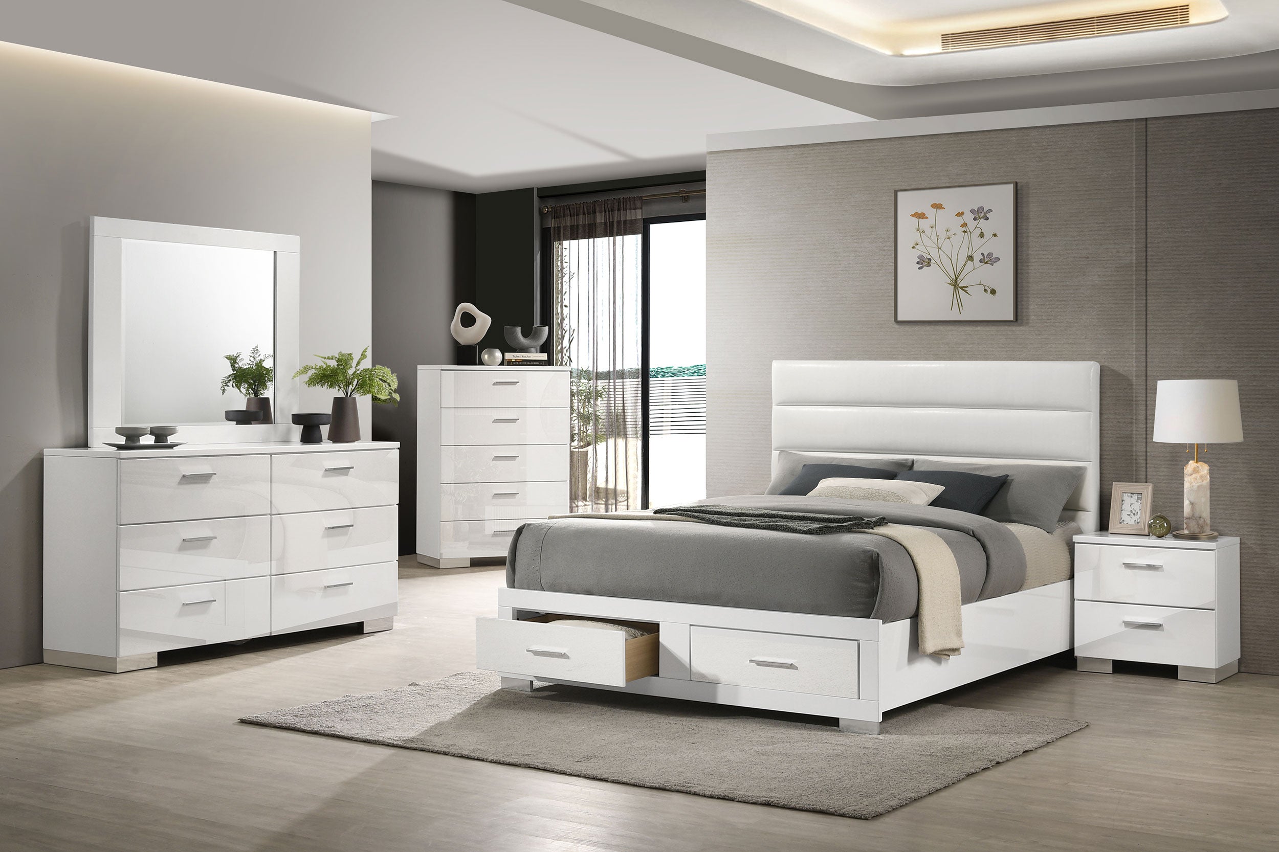 Felicity 5 & 4 Pc E.King, Queen, & Full Bedroom Set 2