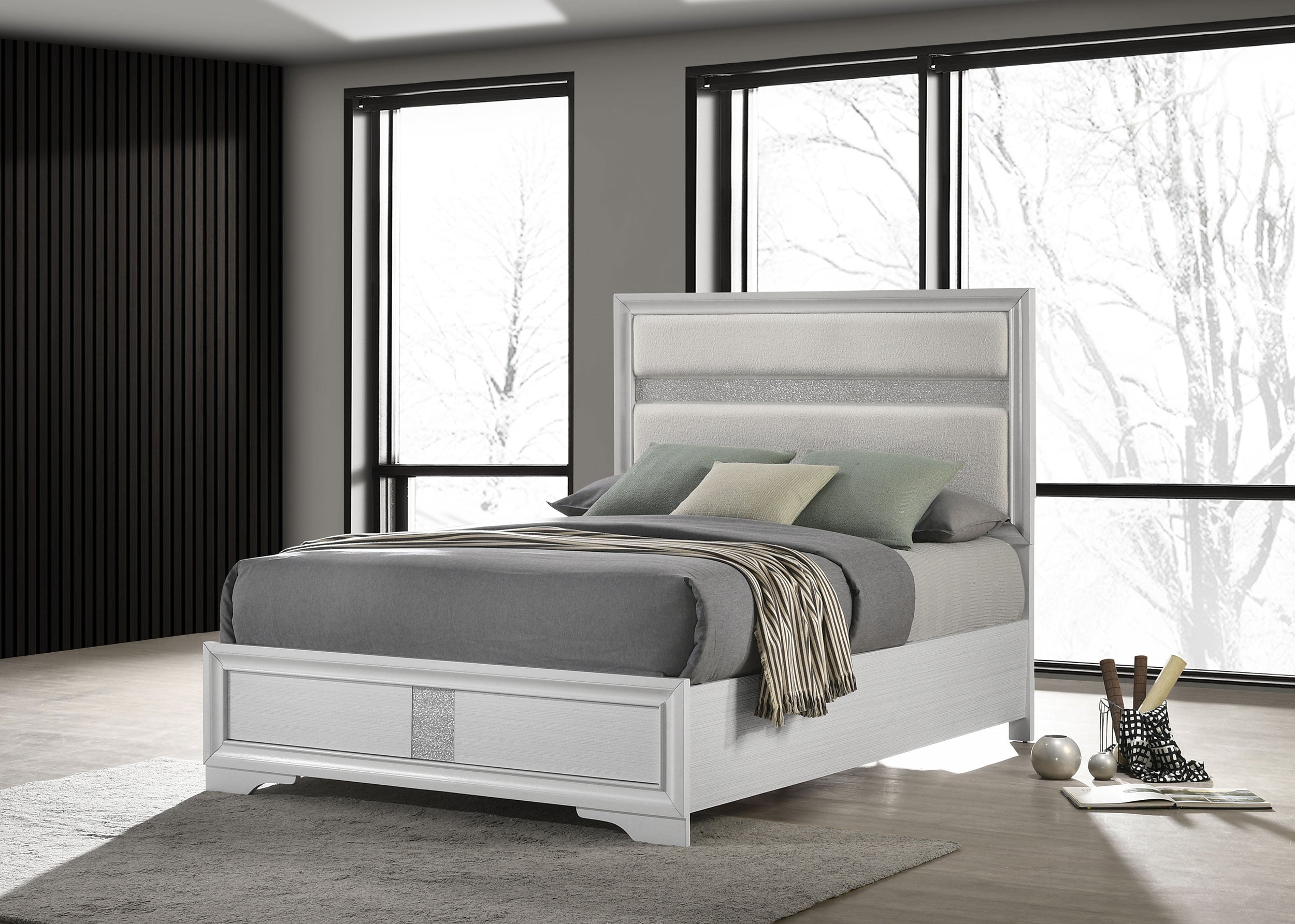 Miranda California King, E.King, Queen, Full, & Twin Bed Black & White