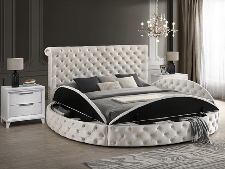 Brigitte Ivory Bed w/Storage