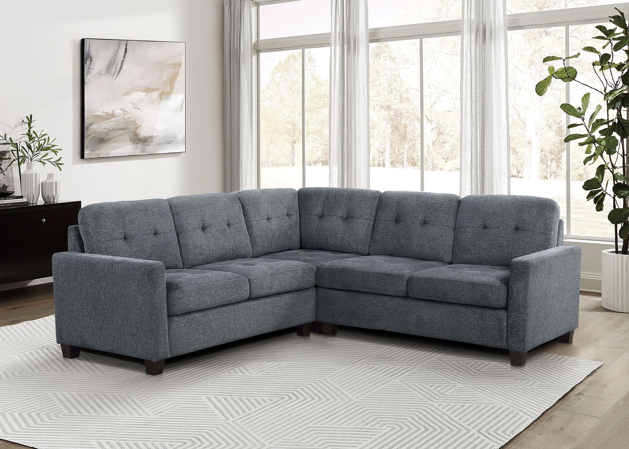 Georgina 3-piece Upholstered Sectional Sofa Steel Beige