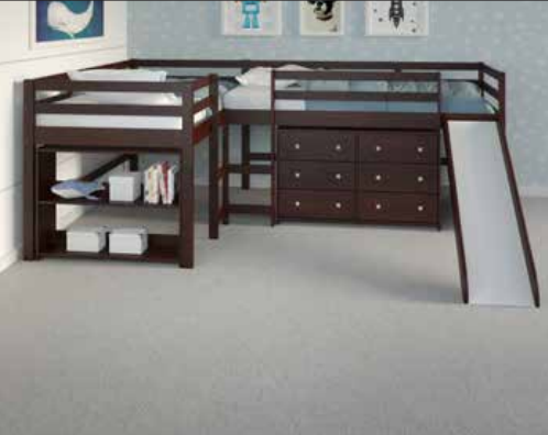 L-Shape Double Twin Loft with Dresser