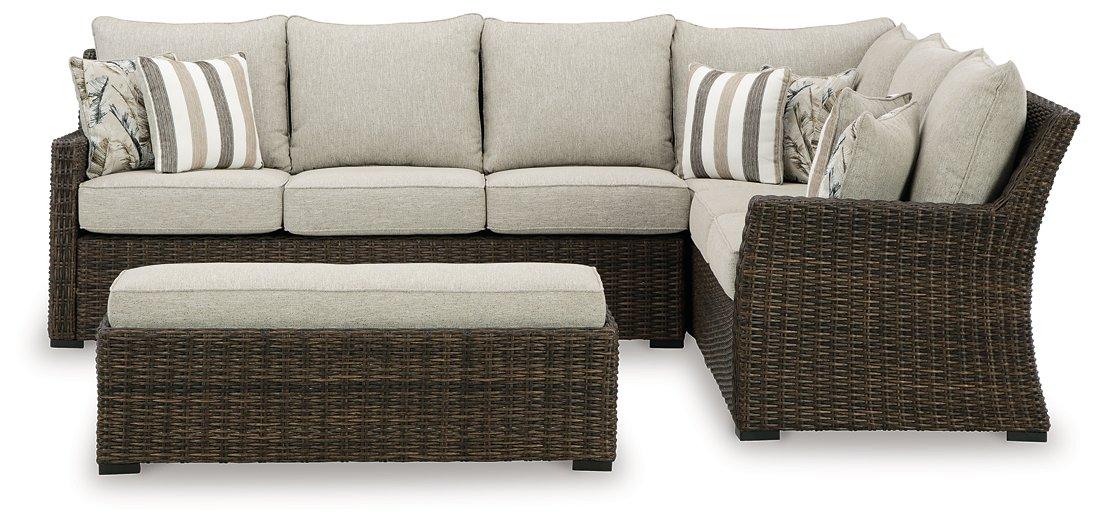 Brook Ranch Outdoor Sofa Sectional/Bench with Cushion (Set of 3)