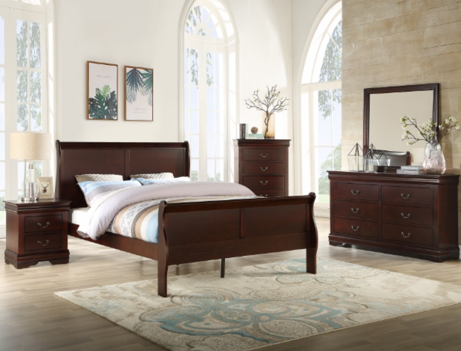 Louis Philip Cherry Bedroom Set