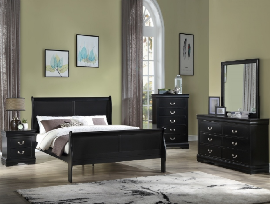 Louis Philip Black Bedroom Set