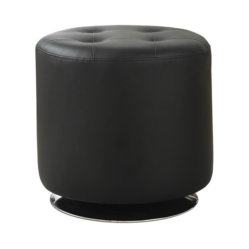 Bowman Round Upholstered Ottoman Black