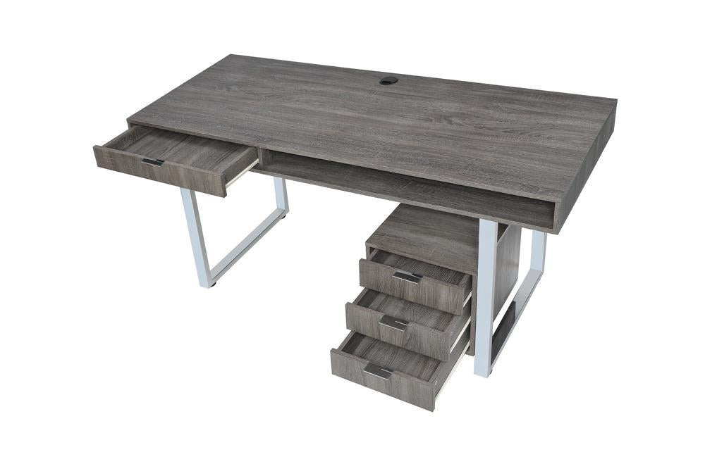 Whitman 4-drawer Writing Desk Weathered Grey