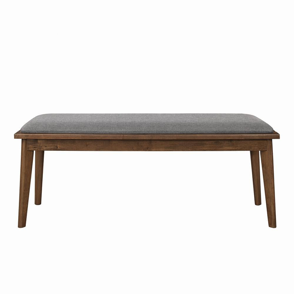 Alfredo Upholstered Dining Bench Grey and Natural Walnut