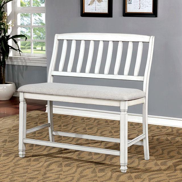 Kaliyah Antique White Counter Ht. Bench