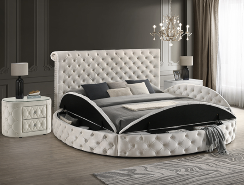 Brigitte Ivory Bed w/Storage