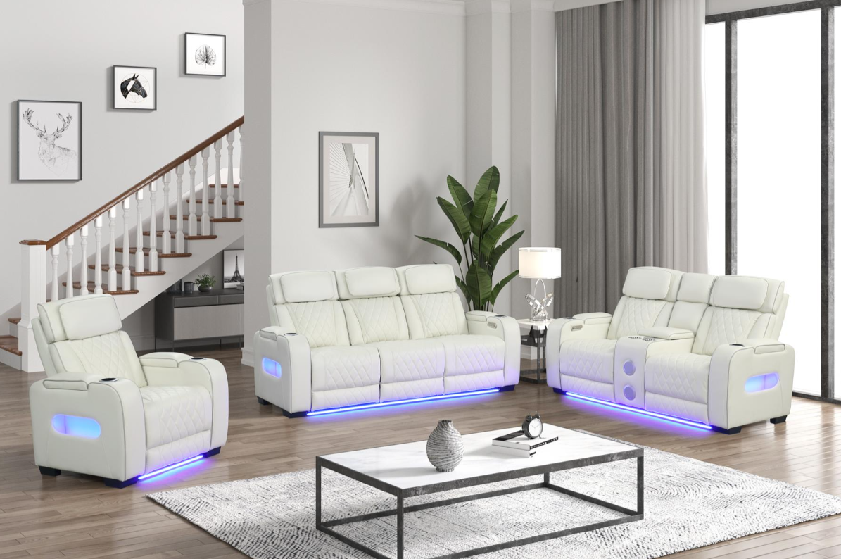 Titan White Reclining Living Room Set