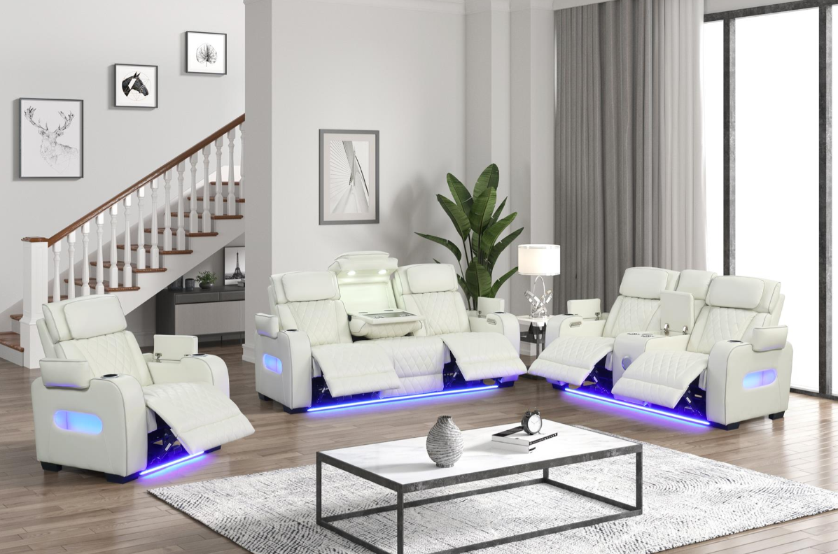 Titan White Reclining Living Room Set