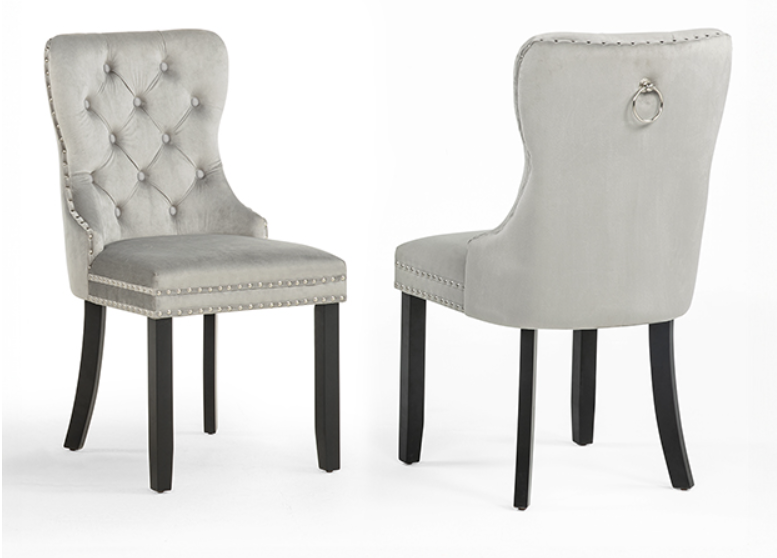 Arabella Light Grey Velvet Accent Chair