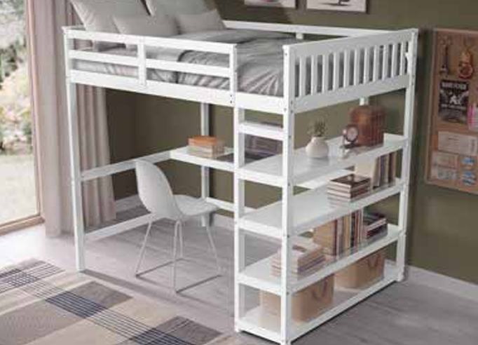 Study Loft Bed White