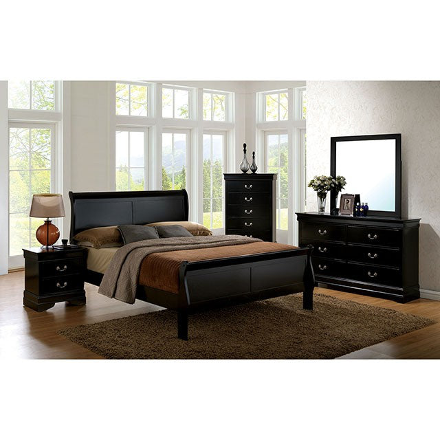 Louis Philippe Full, Twin, Full, & King Bed Black, Grey, Brown & White